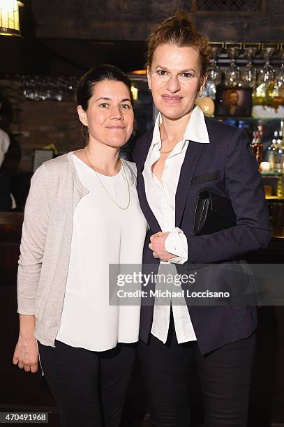 Producer Sara Switzer and comedian Sandra Bernhard attend the premiere of the SHOWTIME original comedy series HAPPYish on April 20, 2015 in New...