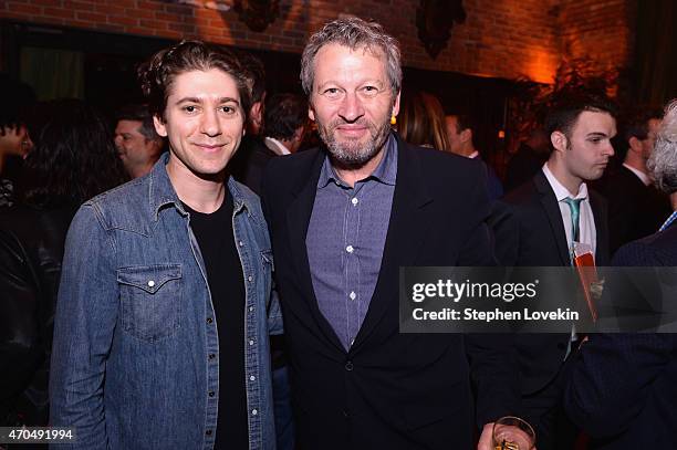 Actor Michael Zegen and "HAPPYish" Executive Producer Ken Kwapis attend the premiere of the SHOWTIME original comedy series HAPPYish on April 20,...