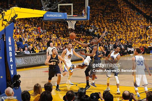 Quincy Pondexter of the New Orleans Pelicans goes up for a shot against the Golden State Warriors during Game Two of the Western Conference...