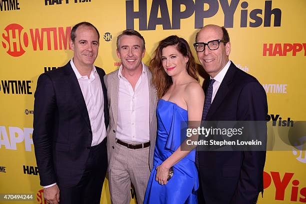 Networks President David Nevins, actors Steve Coogan, Kathryn Hahn and SHOWTIME Networks Chairman and CEO Matthew C. Blank attend the premiere of the...