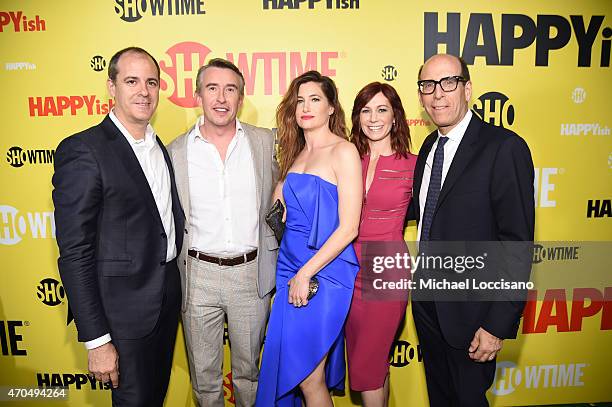 David Nevins, Steve Coogan, Kathryn Hahn, Carrie Preston and Matthew C. Blank attend the premiere of the SHOWTIME original comedy series HAPPYish...