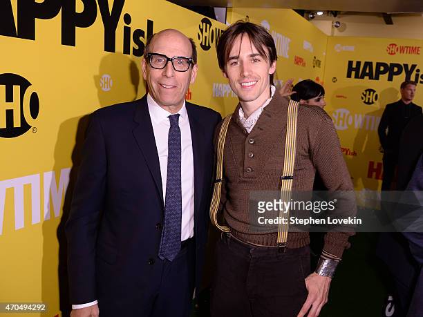 Networks Chairman and CEO Matthew C. Blank and singer-songwriter Reeve Carney attend the premiere of the SHOWTIME original comedy series HAPPYish...