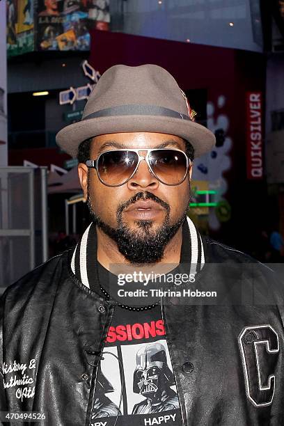 Ice Cube surprises fans at the 20th anniversary screening of 'Friday' at AMC CityWalk stadium 19 at Universal Studios Hollywood on April 20, 2015 in...