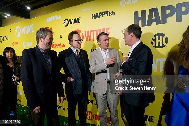 Ken Kwapis, Bradley Whitford, Steve Coogan and David Nevins attend "HAPPYish" series premiere at Sunshine Cinema on April 20, 2015 in New York City.
