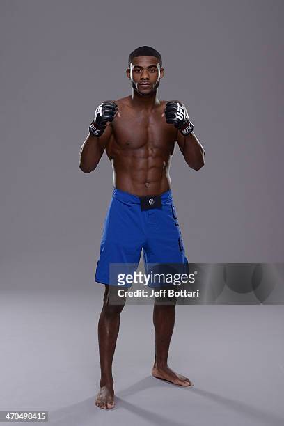 Aljamain Sterling poses for a portrait during a UFC photo session on February 19, 2014 in Las Vegas, Nevada.