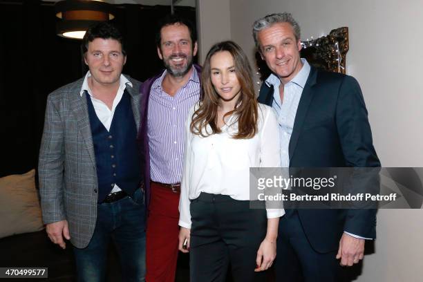 Actors of the drama Philippe Lellouche , Christian Vadim, Vanessa Demouy and David Brecourt pose after the "L'appel de Londres" theatrical premiere...
