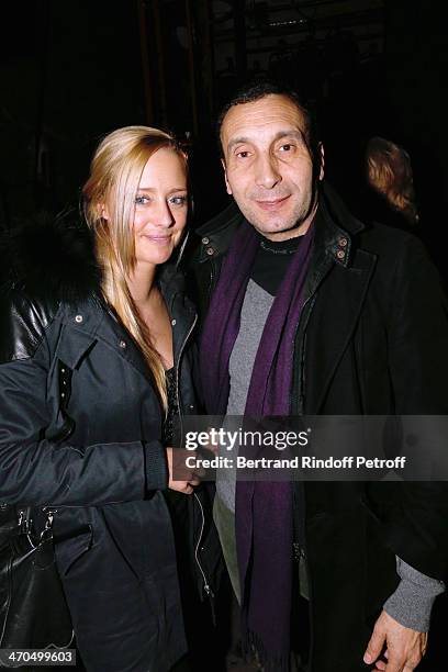 Actor Zinedine Soualem and Julie pose after the "L'appel de Londres" theatrical premiere at Theatre Du Gymnase on February 19, 2014 in Paris, France.