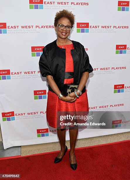 Author and filmmaker Paula Madison arrives at the East West Players' Golden Anniversary Visionary Awards Dinner and Silent Auction at the Universal...