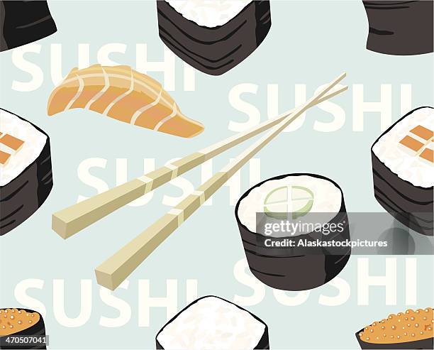 sushi (decorative seamlesspattern). - caviar stock illustrations