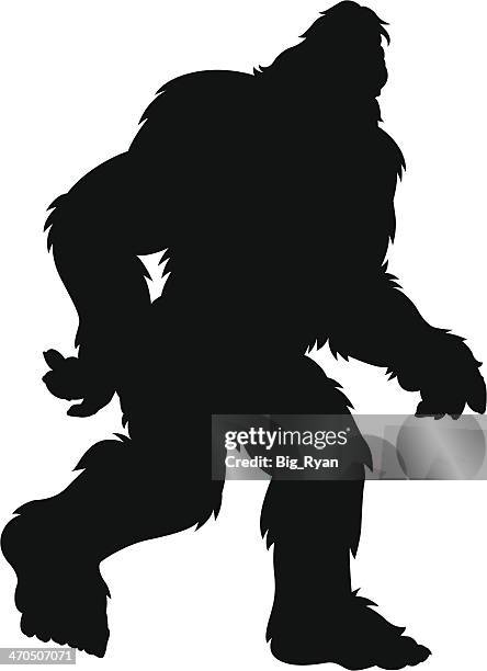 bildbanksillustrationer, clip art samt tecknat material och ikoner med hairy bigfoot silhouette - crossing sign