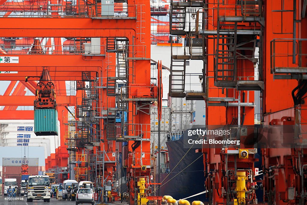 Images Of Container Terminal Ahead Of The Release Of Japan Trade Figures