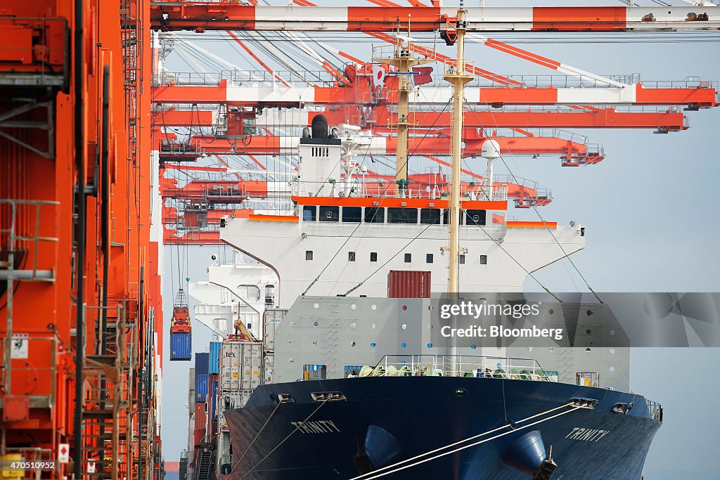 Images Of Container Terminal Ahead Of The Release Of Japan Trade Figures