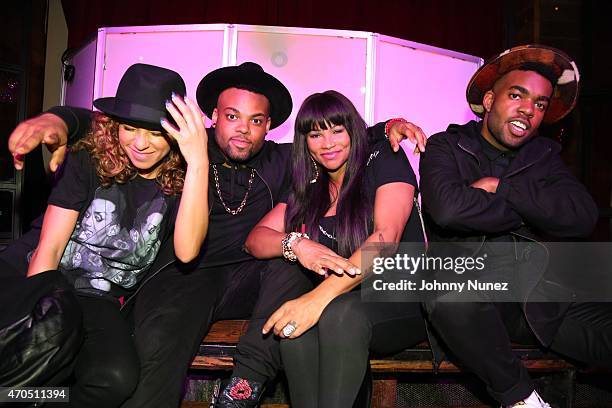 Nicole Lyn, TJ Mizell, Sandra Pepa Denton, and Jesse Mizell attend the Jam Master Jay Foundation For Music Fam Jam at Hudson Terrace on April 20 in...