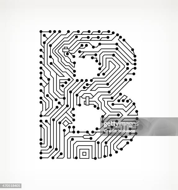letter b circuit board on white background - printed circuit b stock illustrations