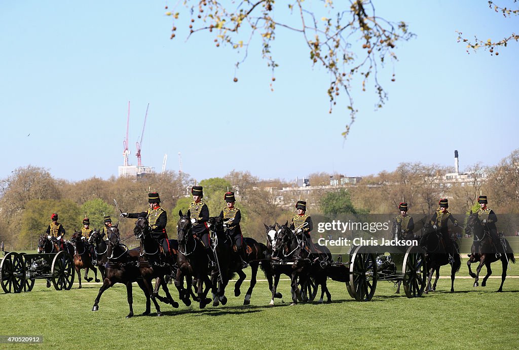 Soldiers Mark The 89th Birthday Of Queen Elizabeth II With Gun Salute