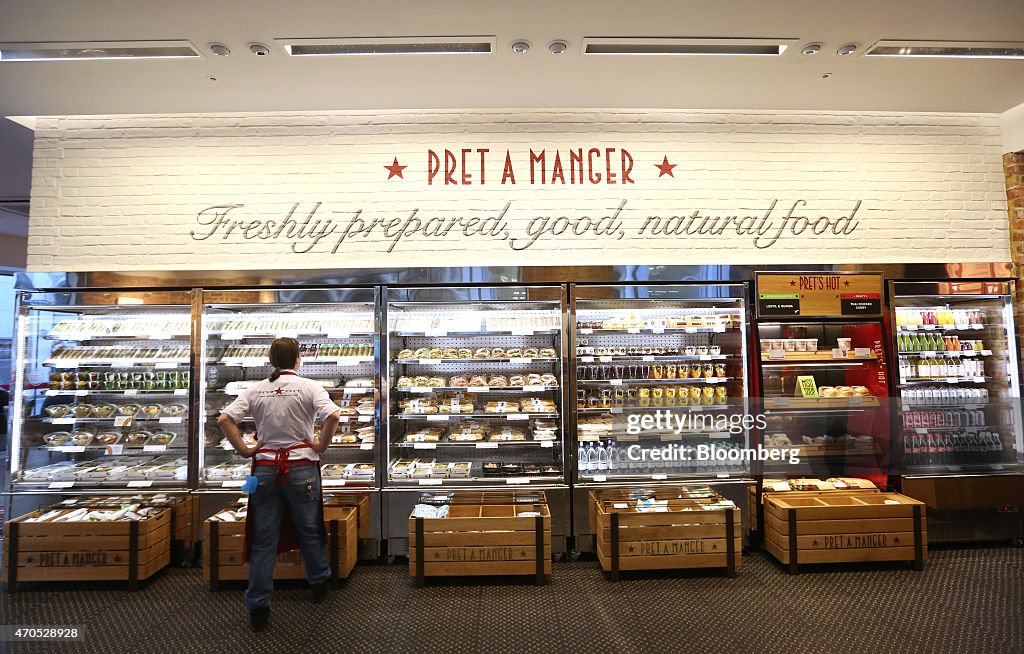 Retail Operations Inside A Pret A Manger Sandwich Store As Full Year Results Announced