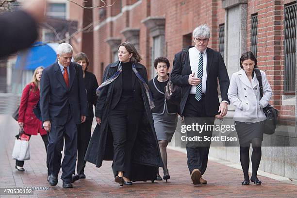 Members of the legal defense team for Boston Marathon bombing suspect Dzhokhar Tsarnaev, including David Bruck, , Judy Clarke, Miriam Conrad, and...