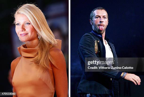 In this composite image a comparison has been made between Gwyneth Paltrow and Chris Martin. MILAN, ITALY Chris Martin of Coldplay performs at the...