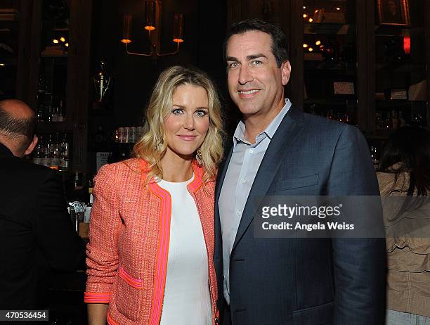 Actor Actor Rob Riggle and his wife Tiffany Riggle attend the Los Angeles Special Screening of "Just Before I Go" at Wood & Vine on April 20, 2015 in...