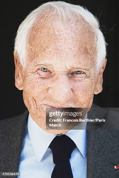 Writer Jean D'Ormesson is photographed for Paris Match on April 9, 2015 in Paris, France.