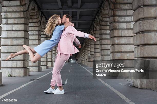 World champion skaters Gabriella Papadakis and Guillaume Cizeron are photographed for Paris Match on April 2, 2015 in Paris, France.