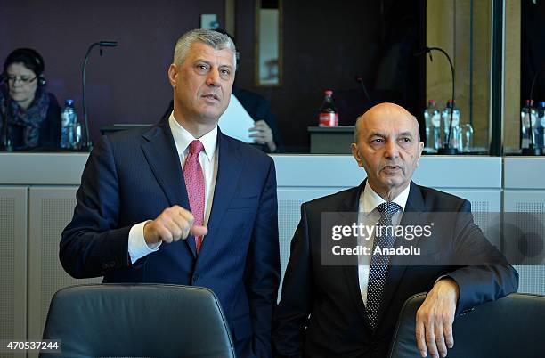 Deputy prime minister of Kosovo Hashim Thaci and prime minister of Kosovo Isa Mustafa are seen during the prime ministers of west Balkan states...