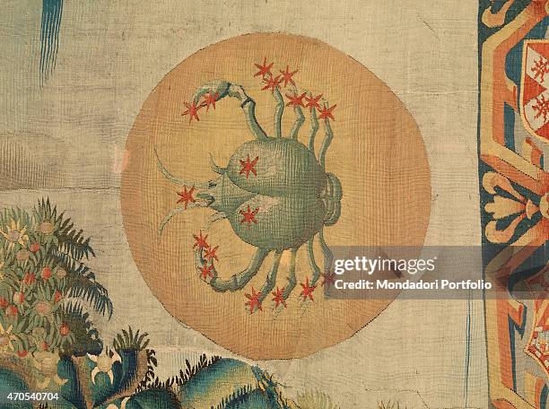 "June , by Benedetto da Milano upon drawing by Bramantino, c. 1503-1508, 16th Century, tapestry Italy, Lombardy, Milan, Sforza Castle. Detail. The...