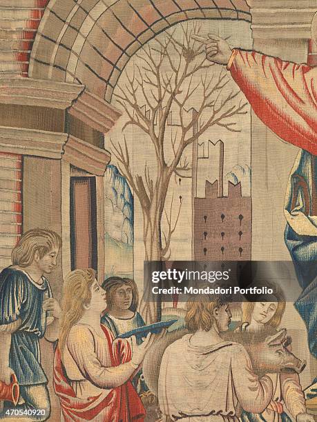 "December , by Benedetto da Milano upon drawing by Bramantino, c. 1503-1508, 16th Century, tapestry Italy, Lombardy, Milan, Sforza Castle. Detail....