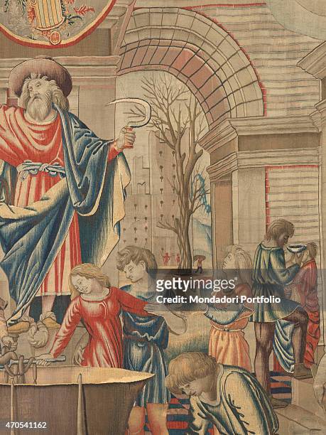 "December , by Benedetto da Milano upon drawing by Bramantino, c. 1503-1508, 16th Century, tapestry Italy, Lombardy, Milan, Sforza Castle. Detail....