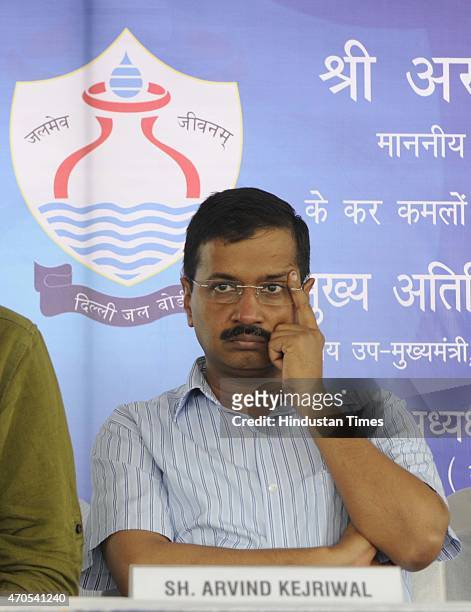 Delhi Chief Minister Arvind Kejriwal during the inauguration of the Bawana water treatment plant with a capacity of 20 million gallons daily , the...