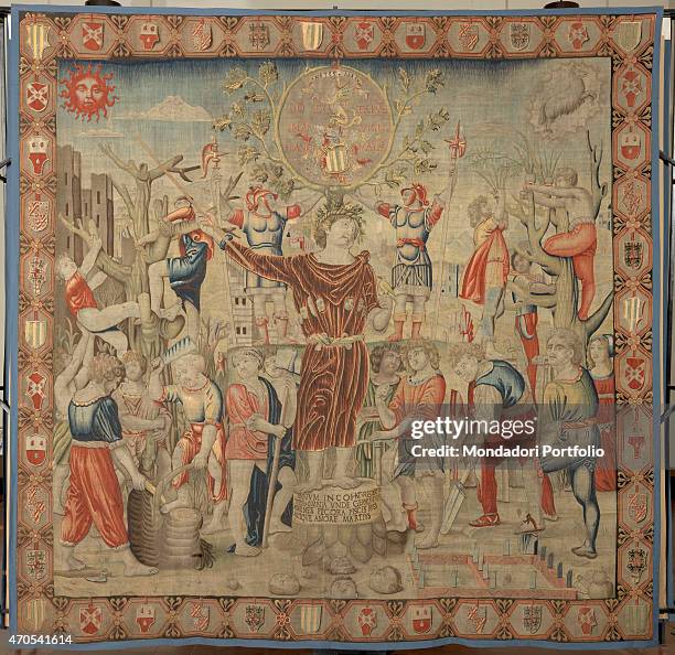 "March , by Benedetto da Milano upon drawing by Bramantino, c. 1503-1508, 16th Century, tapestry Italy, Lombardy, Milan, Sforza Castle. Whole artwork...