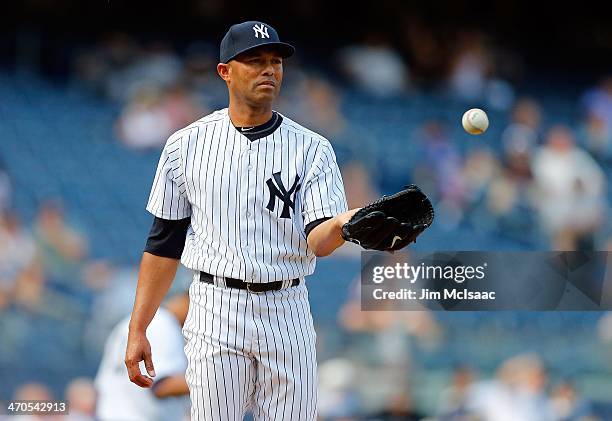Mariano Rivera of the New York Yankees in action against the Toronto Blue Jays at Yankee Stadium on August 20, 2013 in the Bronx borough of New York...