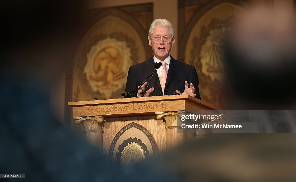 Bill Clinton Gives Lecture At Georgetown University