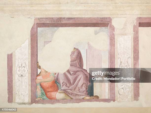 "Muse , by Bramantino, 1499-1503, 15th-16th Century, fresco Italy, Lombardy, Voghera, Visconti Castle. Detail. On a wall of the so called Studiolo...