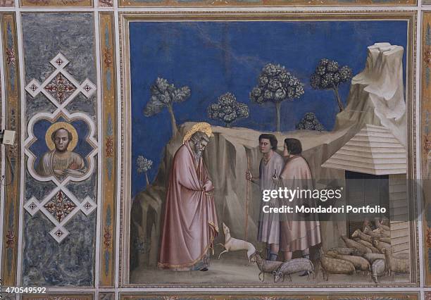 "Joachim among the Shepherds , by Giotto, 1303-1305, 14th Century, fresco Italy, Veneto, Padua, Scrovegni Chapel. After restoration picture. Whole...