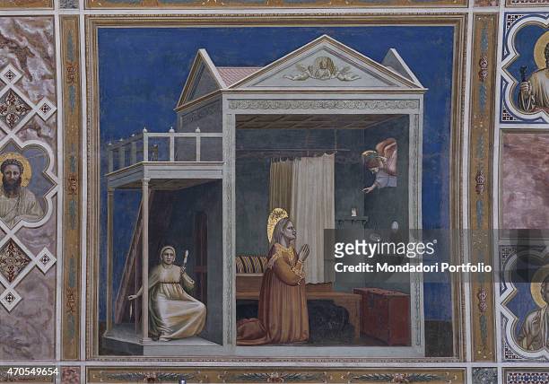 "Announcement to Saint Anne , by Giotto, 1303-1305, 14th Century, fresco Italy, Veneto, Padua, Scrovegni Chapel. After restoration picture. Whole...