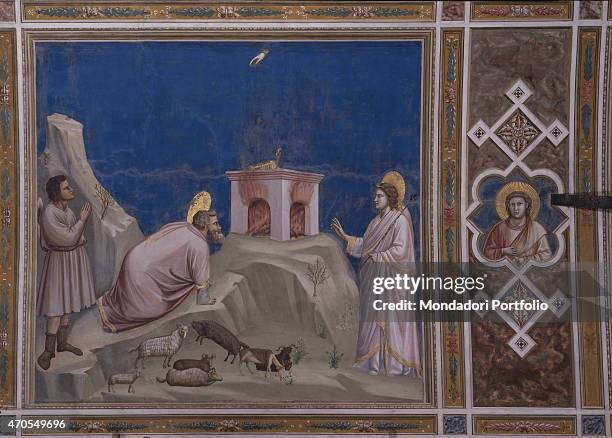 "Sacrifice of Joachim , by Giotto, 1303-1305, 14th Century, fresco Italy, Veneto, Padua, Scrovegni Chapel. After restoration picture. Whole artwork...