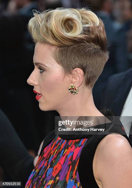 Scarlett Johansson attends "The Avengers: Age Of Ultron" European premiere at Westfield London on April 21, 2015 in London, England.