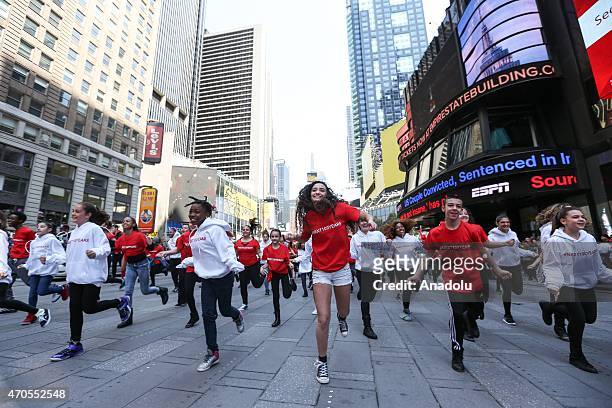 The Istanbul based Turkic Platform's hold a dance show at Times Square in New York, in response to the Armenian claims on 1915 incidents, on April...