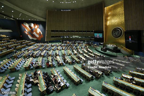 Deputy Prime Minister Ali Babacan speaks during Special High-level United Nations General Assembly meeting on promoting tolerance and countering...