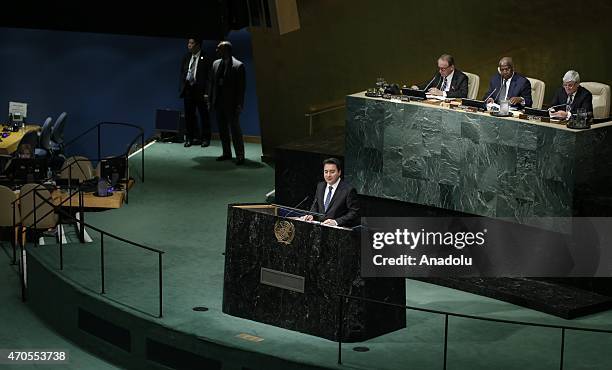 Deputy Prime Minister Ali Babacan speaks during Special High-level United Nations General Assembly meeting on promoting tolerance and countering...