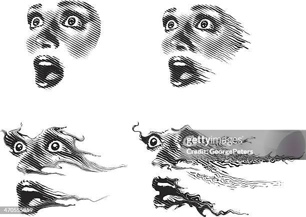 stockillustraties, clipart, cartoons en iconen met faces of fear - horror