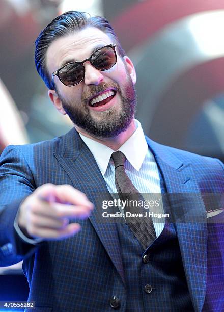 Chris Evans attends "The Avengers: Age Of Ultron" European premiere at Westfield London on April 21, 2015 in London, England.