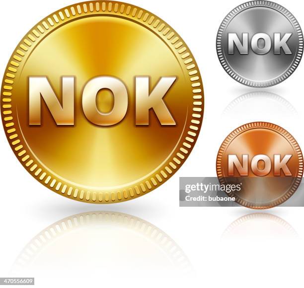 stockillustraties, clipart, cartoons en iconen met norwegian krone metallic currency color set - norwegian culture