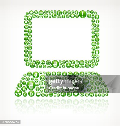 Green Back Button Computer Computer Laptop With Green Energy Buttons High-Res Vector Graphic ...