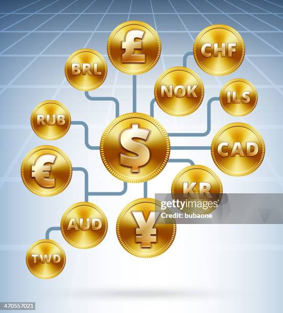 international gold coin network - krona stock illustrations