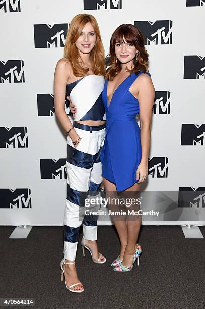 Bella Thorne and Katie Stevens attend the MTV 2015 Upfront presentation on April 21, 2015 in New York City.