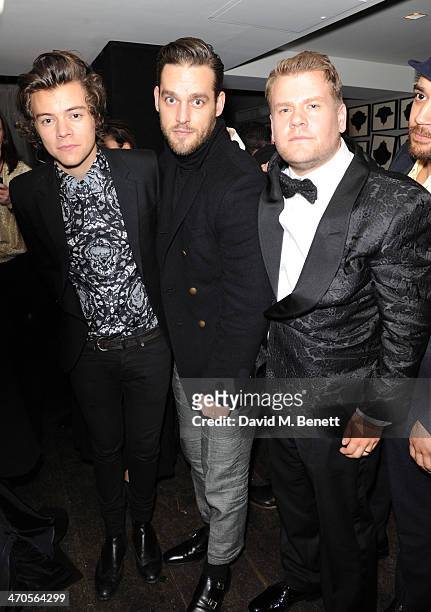 Harry Styles and James Cordon attend The BRIT Awards 2014 Sony after party on February 19, 2014 in London, England.