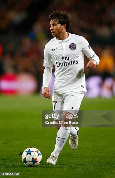 Maxwell of Paris Saint-Germain in action during the UEFA Champions League Quarter Final second leg match between FC Barcelona and Paris Saint-Germain...