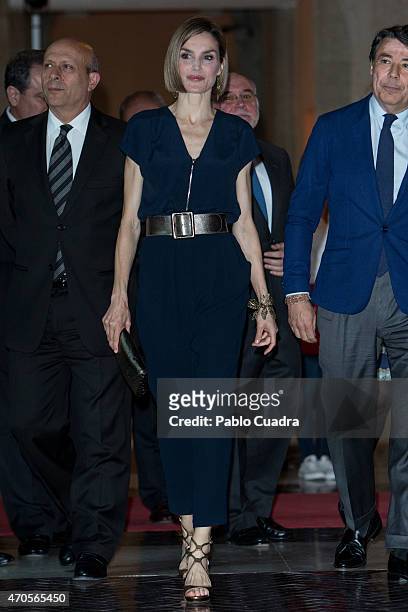Queen Letizia of Spain attends the 'Barco de Vapor' and 'Gran Angular' awards ceremony on April 21, 2015 in Madrid, Spain.